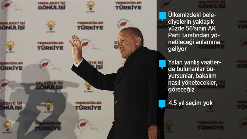 Erdoğan: Milletimiz bize 778 belediye kazandırdı